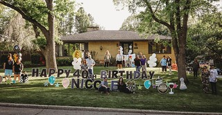 Covid-19 - Socially Distanced Birthday party people