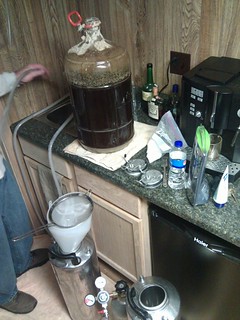 Homebrew - Keggin some homebrew... we had a bit of action on this fermentation, heh.