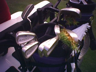 Grass stuck to my 5 and 6 Irons