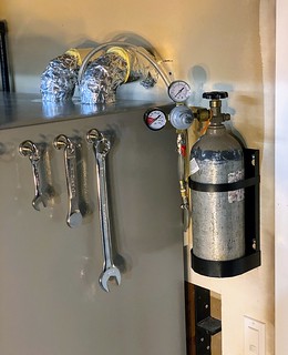Homebrew - CO2 tank mounted, fridge in place