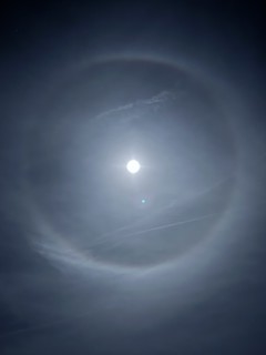 Ice crystals circle the moon