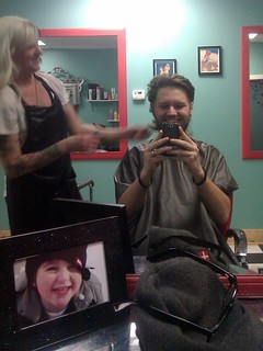 Gettin my hair worked on.