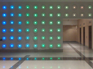A neat light wall in that new office building/parking garage at 10th/mulberry