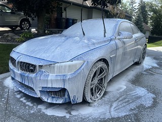 Lil baby Smurfmobile needed a bath