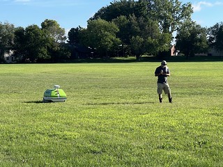 Tech - This turf robot feels a little high tech for the park soccer field lines