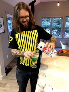 Pouring out some green barntown beer for St Patrick's day