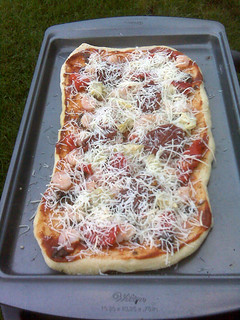 pizza - Bout to grill my shrimp pizza