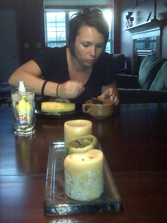 Food - Kari and I eat across the table from each other.