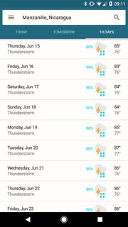 Android - Heading to Nicaragua tomorrow. The weather looks like it's gonna be great.