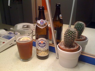 Drinks - Trying a Scheider Wiesse Hefe-weizen. Pretty decent, spicy German Hefe-Weizen.
