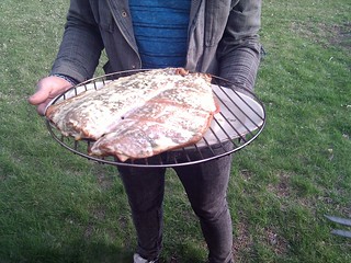 Smoking some Salmon at the Terronez house!