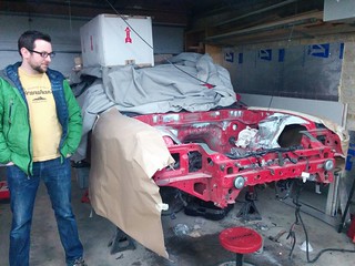 Jon took his car apart to drop an LS3 into it.