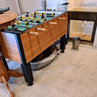 Moved Garth's bed out of my way. He didn't care.