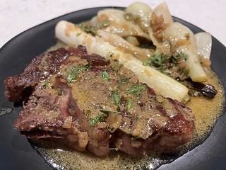 Ribeye. Fennel. Leeks. Shallot, caper broth. My god.