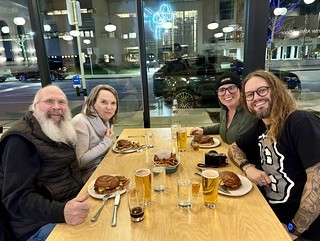 Drinks - Goin out before they head south. Got suckered into burger+shot+beer night.