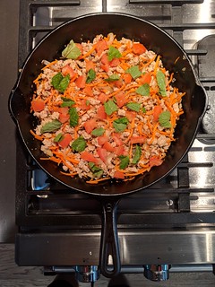 Perks of working from home... Cookin up a quick batch of larb for lunch