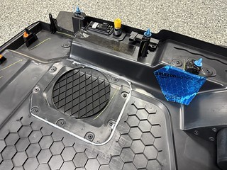 Trying to eliminate subwoofer rattles… siliconed the speaker grilled in place, duct taped the p...