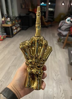 Art - Kari bought this gold skeleton middle finger