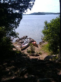 Canoes outside our second campsite