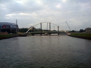 Bridge - thew new des moines ped bridge construction over the river