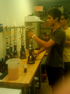 Anthony setting up our Hookahs