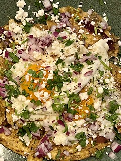 Made a messy pile of chilaquiles