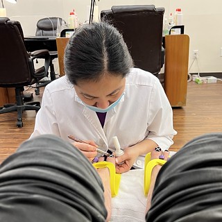 Pedicure - "You want a design?" "Uhhh... yeah!" "What do you want?" "ummm... an X!" "wat"