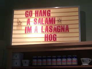 Signs - A nice palindrome in a local butcher shop.