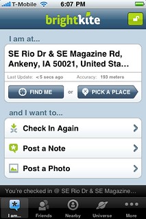 Tech - First tmobile, iPhone, brightkite checkin. Whoop!