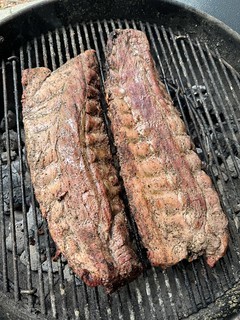 Grilling up some vinegar, salt, and pepper ribs for Teresa