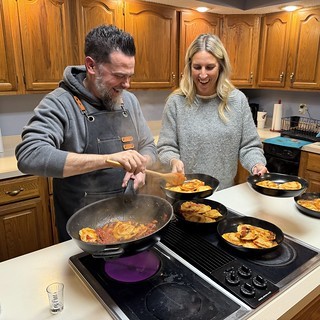 Serving up Lobster Raviolis with the sous chef