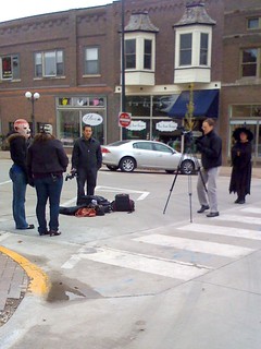 Some weird costume filming outside the theatrical shop by my office