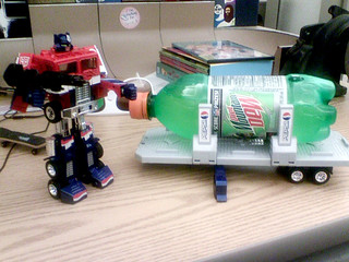 Drinks - Optimus Prime and a Dewski Bottle