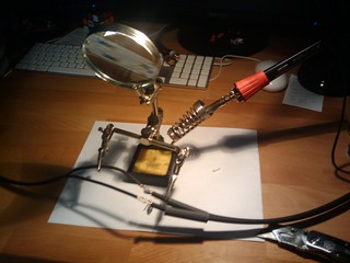 Tech - Everytime I get out my soldering stuff, kari makes fun of my "science fair project"