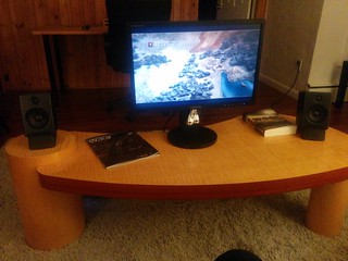 Tech - Look at this sweet coffee table entertainment center we have in our apartment.