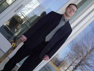 Suit and a skateboard