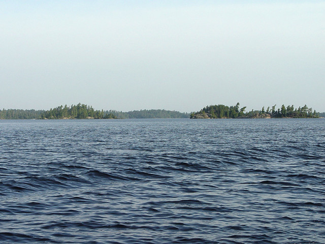 Getting towed across Saganaga Lake
