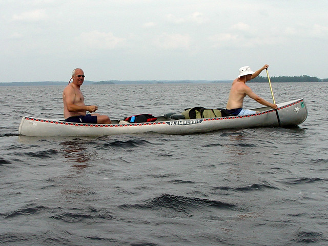 Canoeing across Saganaga Lake