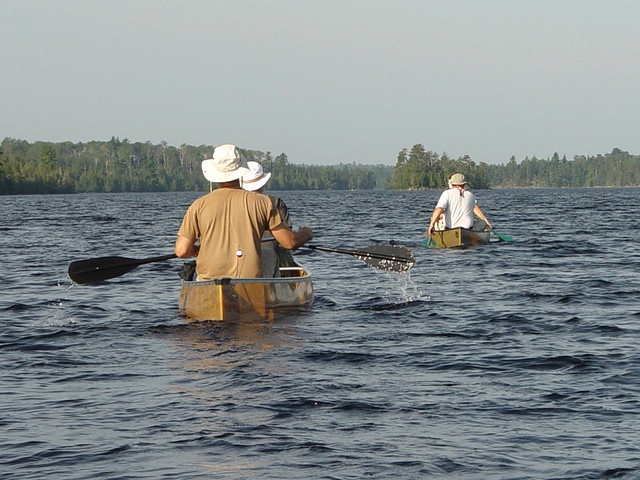 Canoeing across Saganaga Lake
