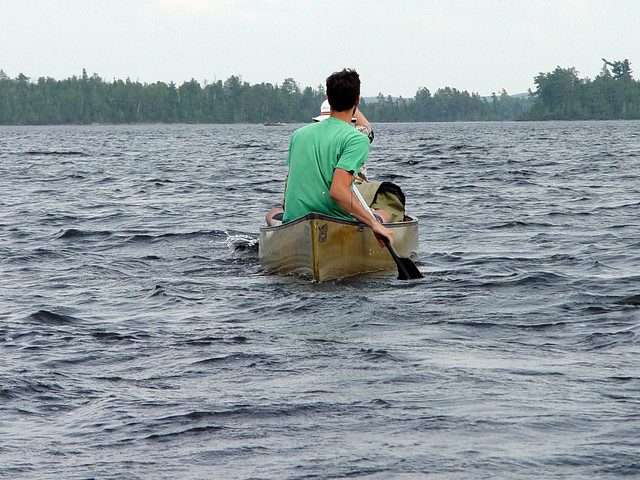 Canoeing across Saganaga Lake