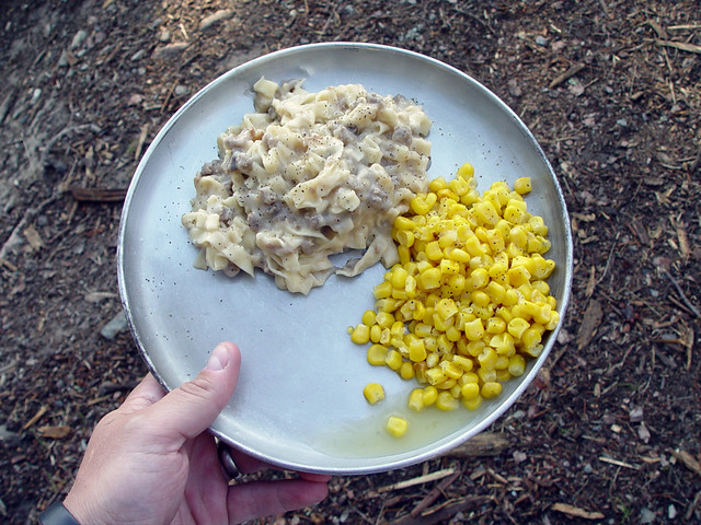 Beef Stroganoff and Corn