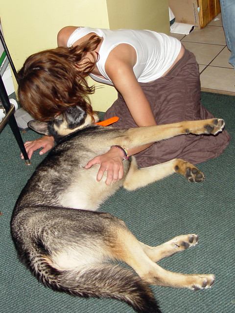 Chelsea and some awesome dog that was at the Windigo
