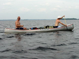 Canoeing across Saganaga Lake