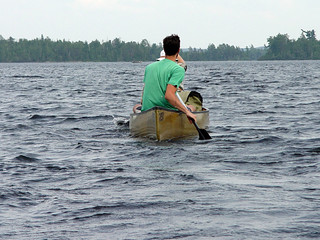 Canoeing across Saganaga Lake