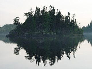 frame - The Island reflection outside of our camp site