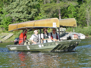 Getting a tow out to Saganaga Lake