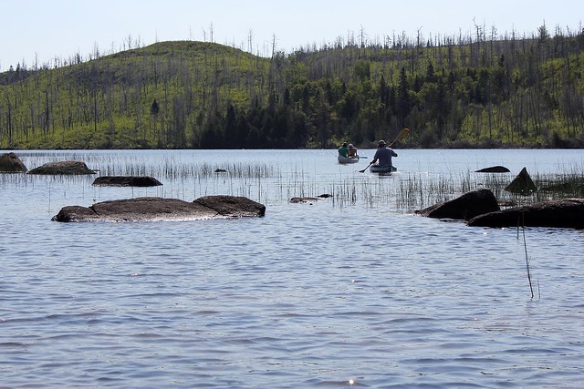 Paddling through some rocky waters
