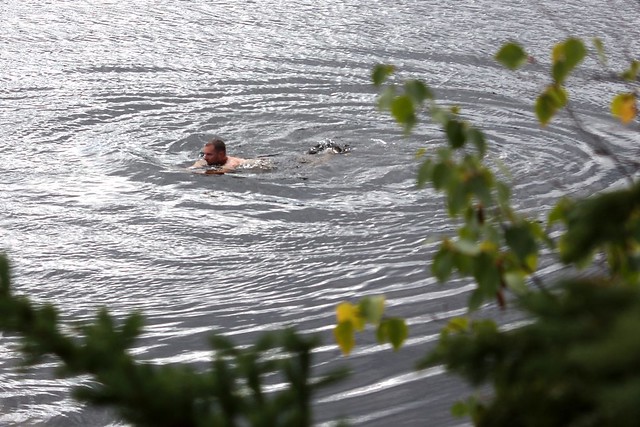 Takin a dip in the freezing water