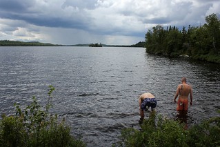 Getting halfway into the freezin cold water