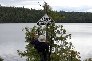 Curt hanging our pirate flag